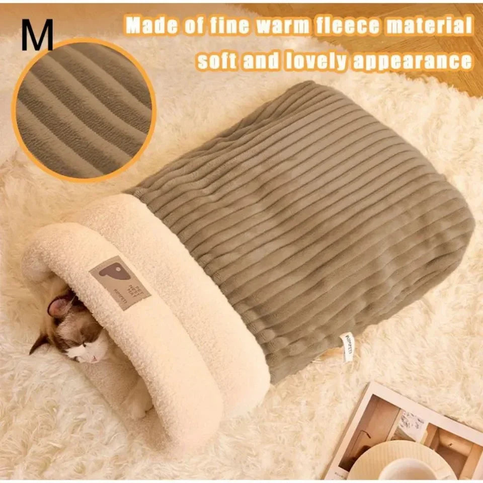 Pet Sleeping Bag Sleeping Bag Comfortable Supple Kitty and Puppy House Winter Warm Soft Plush Semi Enclosed Windproof Cat Nest