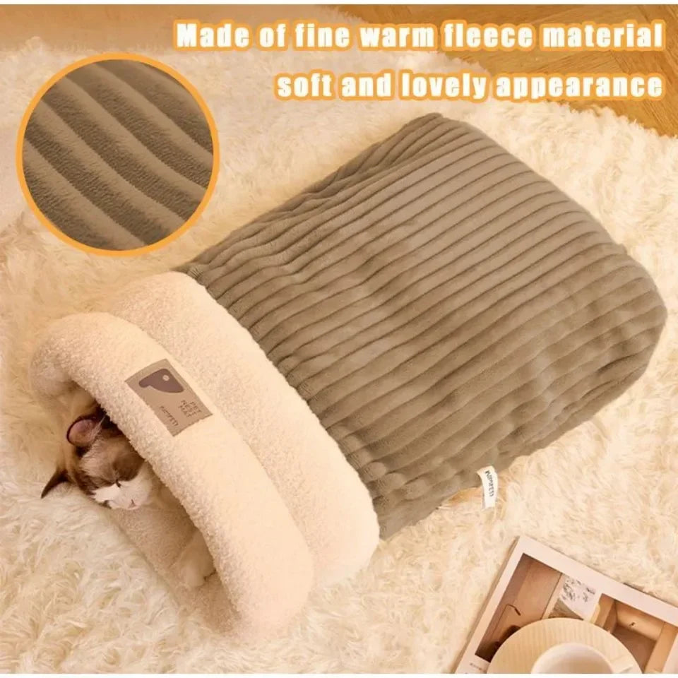 Pet Sleeping Bag Sleeping Bag Comfortable Supple Kitty and Puppy House Winter Warm Soft Plush Semi Enclosed Windproof Cat Nest