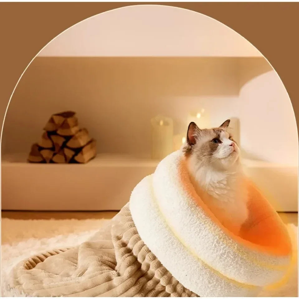 Pet Sleeping Bag Sleeping Bag Comfortable Supple Kitty and Puppy House Winter Warm Soft Plush Semi Enclosed Windproof Cat Nest