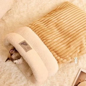 Pet Sleeping Bag Sleeping Bag Comfortable Supple Kitty and Puppy House Winter Warm Soft Plush Semi Enclosed Windproof Cat Nest