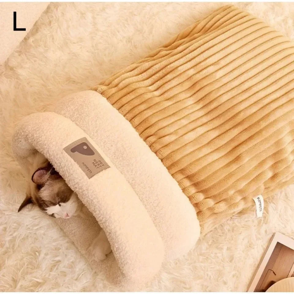 Pet Sleeping Bag Sleeping Bag Comfortable Supple Kitty and Puppy House Winter Warm Soft Plush Semi Enclosed Windproof Cat Nest
