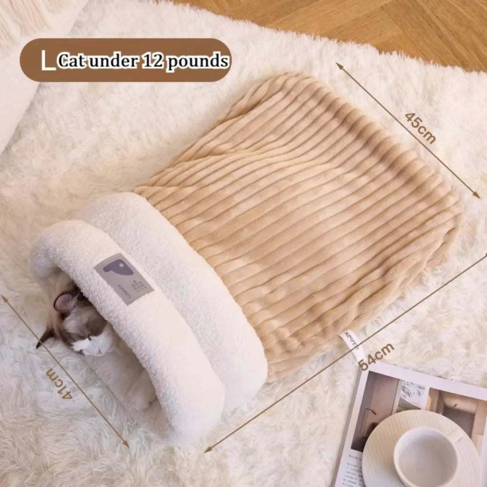 Pet Sleeping Bag Sleeping Bag Comfortable Supple Kitty and Puppy House Winter Warm Soft Plush Semi Enclosed Windproof Cat Nest