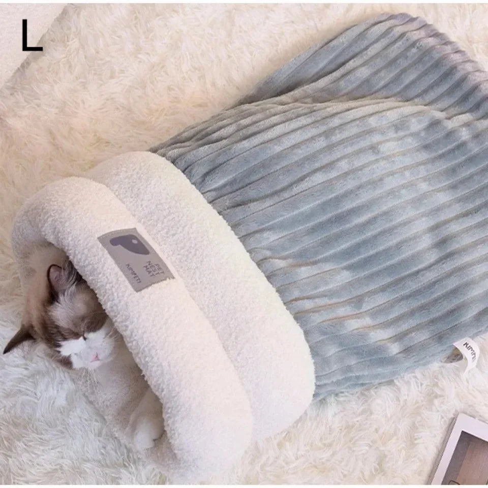 Pet Sleeping Bag Sleeping Bag Comfortable Supple Kitty and Puppy House Winter Warm Soft Plush Semi Enclosed Windproof Cat Nest