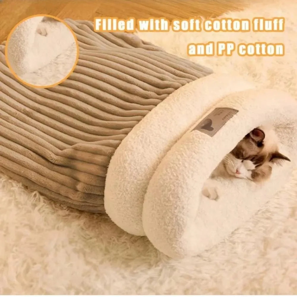 Pet Sleeping Bag Sleeping Bag Comfortable Supple Kitty and Puppy House Winter Warm Soft Plush Semi Enclosed Windproof Cat Nest
