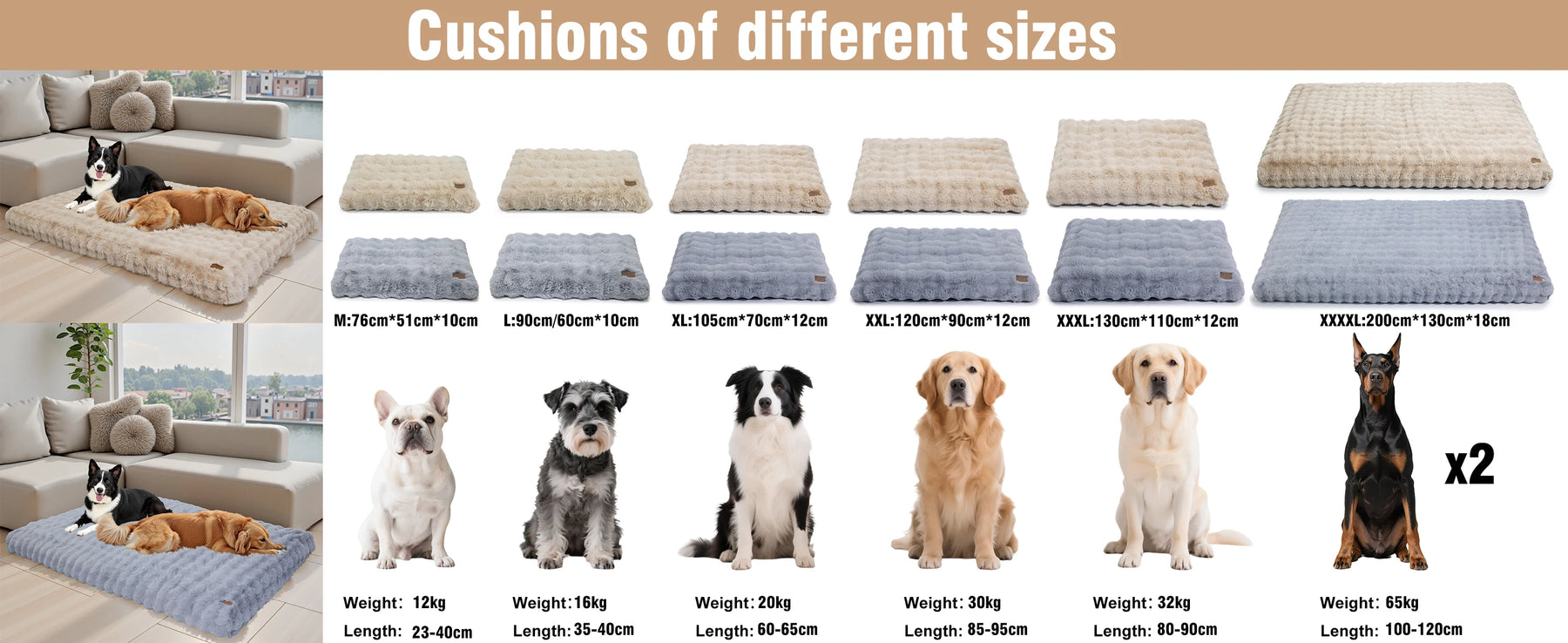Ultra Plush Dog Bed Soft Pet Cushion Large Dog Crate Puppy Mattress Washable Mat