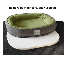 All-Season Detachable Washable Dog Bed for Small/Medium Dogs - Thermal Winter Pet Sofa Cushion Mat with Removable Cover