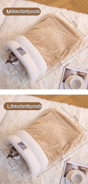 Pet Sleeping Bag Sleeping Bag Comfortable Supple Kitty and Puppy House Winter Warm Soft Plush Semi Enclosed Windproof Cat Nest