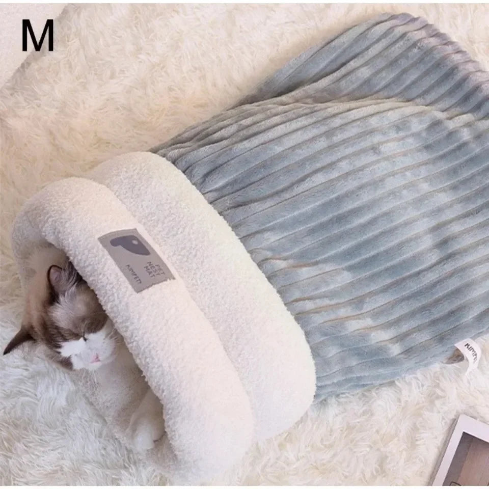 Pet Sleeping Bag Sleeping Bag Comfortable Supple Kitty and Puppy House Winter Warm Soft Plush Semi Enclosed Windproof Cat Nest