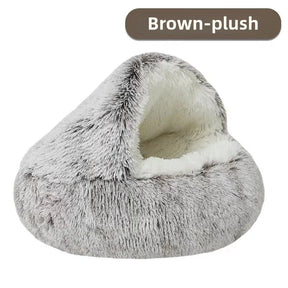 Autumn and Winter soft plush pet bed and pet bed Winter warm and cold plush comforter nest Shell cat nest semi-enclosed cat nest