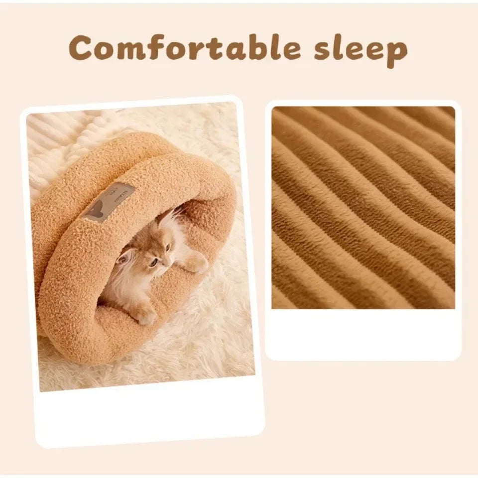 Pet Sleeping Bag Sleeping Bag Comfortable Supple Kitty and Puppy House Winter Warm Soft Plush Semi Enclosed Windproof Cat Nest